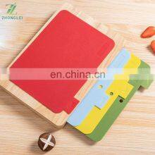 Wood Cutting Board With Mats 4 Color Coded Plastic Cutting Mats Set With Food Icons Non Slip Chopping Board for Kitchen thumbnail-2