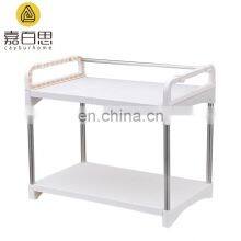 Kitchen Microwave Oven Storage Rack Shelving Unit, 2-Tier Adjustable Stainless Steel Storage Shelf thumbnail-4