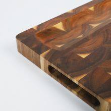 Acacia Wood End Grain Cutting Board With Built-In Compartments Juice Grooves Kitchen Wooded Chopping Board Butcher Block thumbnail-5