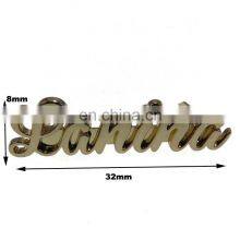 Custom Handbag Hardware Zinc Alloy Gold Engraved English Letters Alphabet Metal Brand Logo Plated For Bags thumbnail-5