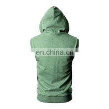 Fashionable Men's Pullover Style Gym Hoodies In Blue Color Sleeveless Customized Hoodies thumbnail-3