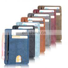 Hot Wholesales RFID Blocking Leather Business Wallet Credit Card Holder Coin Pocket Money Clip