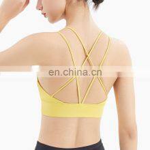 Sexy Beauty Back Sports Bra Female Fitness Running Vest Shockproof Bra Cross Spaghetti Straps Lulu Yoga Clothes thumbnail-3