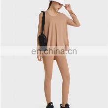 Quick Drying Oversize Yoga Gym Top Women Fitness Sports Long Sleeve T-Shirt Outdoor Activewear Loose Casual Pullover Shirt thumbnail-5