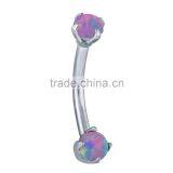 Faux Opal Internally Threaded 316L Surgical Steel Eyebrow Piercing Ring Body Piercing Jewelry thumbnail-4