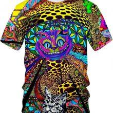 Mens 3D Novelty Graphic Trippy T-Shirt Psychedelic Cat Funny Tees