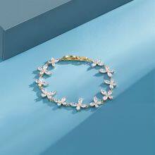 Fashion White Leaf Bracelets Bangles for Women Men Shinny Marquise Cut Cubic Zirconia Bridal Wedding Party Jewelry thumbnail-3