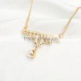 2016 Fashion Long Chain Necklace Designs Pearl Pendant Necklace thumbnail-3