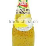 Basil Seed Drink with Mango Juice in Glass Bottle