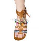 Designer Pure Leather Sandals Indian Handmade Flat Shoes Beautiful Casual Slippers thumbnail-1