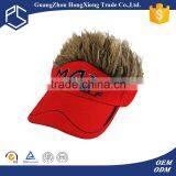 China Guangzhou Red and White Visor Cap With Fake Hair thumbnail-2