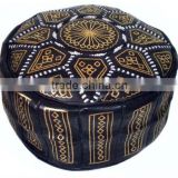 Leather handmade moroccan pouf