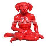 Resin Human Body With Dog Head Statue,creative Statue thumbnail-2