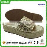 Shiny Glitter Lady Wedge Manufacturer Wholesale Slip on Shoes thumbnail-3