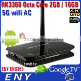 4K octa core smart tv box EKB368 RK3368 Mini PC Octa Core 16GB BT4.0 WiFi AC Smart TV Box Z4 I68 64BIT tv box
