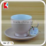 hot pink color unique shape espresso ceramic tea cup and saucer,coffee cup and saucer set