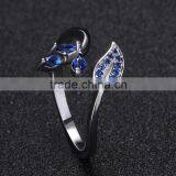 Synthetic Blue Gemstone High Quality cz Engagement Rings White Copper Jewelry thumbnail-4