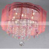 Pink Modern Crystal Pendant Light for High Ceilings thumbnail-4