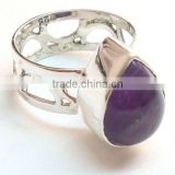925 silver ring with purple stone tear drop stone ring