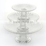 Hot Sale Diamoned Embossed Glass Plate With Glass Lacework Base thumbnail-1