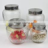 Beautiful Glass Storage Jar with Metal Lid, Glass Food Jar