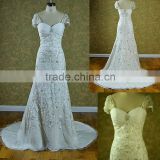 Embroidered and sheath wedding dress