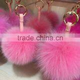 Wholesale for Handbag Material Fox Fur Pom Poms Keychain thumbnail-3