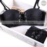 Underwear Padded Push Up Bra Set, Princess Straps Belt, Lace Bra and Panty Set for Women thumbnail-3