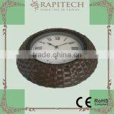 13 Inch Indoor Outdoor Decorative Rattan Clock With Thermometer thumbnail-2