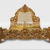 European World Precious Golden Carved Canopy Bedroom Furniture, Luxury Designed Bedroom Set thumbnail-3