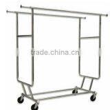 Folding Garment Rack With Double Round Tubing Hangrails thumbnail-1