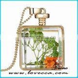 Unique Gift Handmade Dried Flowers Necklace Glass Bottle Vial Necklace With Real Dried Flower Inside thumbnail-5