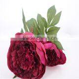 SJ20170059 Artificial Red Wine Silk Fabric Peony Flower for Indoor Decoration thumbnail-1