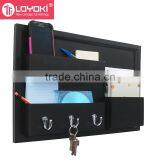 Entryway Multi Function Wood Organization Board With Pockets and Key Hooks Floating Wall Shelf With Mail Holder thumbnail-5