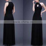 New Summer Formal Evening Elegant Sexy Long Slim Women Black Halter Dress thumbnail-1