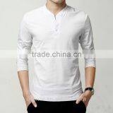 The classical spring autumn fashion mens shirt pure color v-neck cotton long sleeve lesuire plain blank T-shirt for man