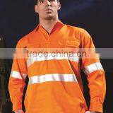Hi Vis Reflectivet Close Front Cotton Long Sleeve Shirt Orange Cotton Safety Workwear Shirt UPF50+ thumbnail-1