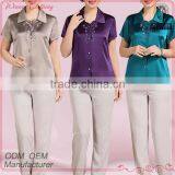 Latest Design Fashionable Short Sleeve Blouse for Middle Aged Women thumbnail-1