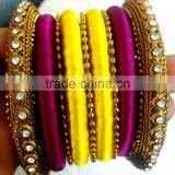 Stylish Silk Thread Bangles ,Indian Bangle Sets With Necklace and Earrings thumbnail-2