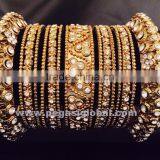 Antique Gold Finish Bridal Set,Indian Bridal Bangles Bracelet,Fashion Bangle Sets thumbnail-3