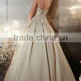 New Backless Satin Beaded Champagne Colored Bridesmaid Dresses thumbnail-2