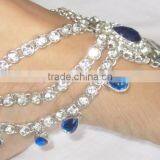 SILVER Blue Crystal Anklets Toe Ring Barefoot Sandal PAYAL Pair thumbnail-3