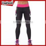 Fashionable Sublimated Custom Logo Gym Leggings With Pockets thumbnail-2