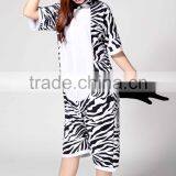 Plus Size Summer Pyjamas Short Sleeves Custom Hooded Zebra Cheap Couple Sexy Adult Animal Onesie thumbnail-4