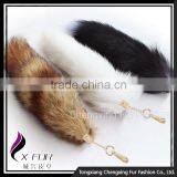 CX-R-05 Promotional Key Chain Natural Color Fancy Fox Fur Tail Key Ring thumbnail-1