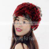CX-C-68B New Products Wholesale Lady Winter Hat Rex Rabbit Knitted Hat / Snood thumbnail-2