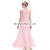 Maxnegio Sexy Long Maxi Pink Color With Ruffle Neck Evening Dress for Girls thumbnail-6