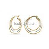 Artificial Gold Plated Tri Tone Hoop Earrings thumbnail-1