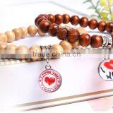 Customized UK Flag Glass Dome Charm Wood Bracelets Jewelry thumbnail-3