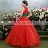 MGOO High Fashion Chinese Style Red Color Halter Maxi Prom Dress Ball Gown Tulle Green Toast Dress YDYS15B0083 thumbnail-3